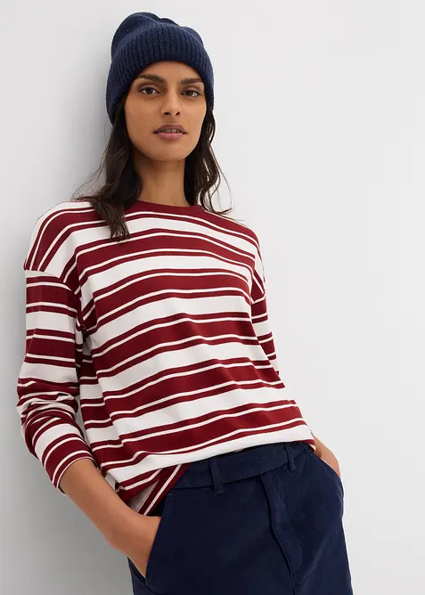 Oversize tričko s dlouhým rukávem z čisté bavlny, bonprix