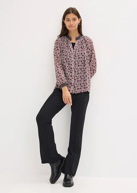 Vzorovaná šifónová halenka s výšivkou, bonprix