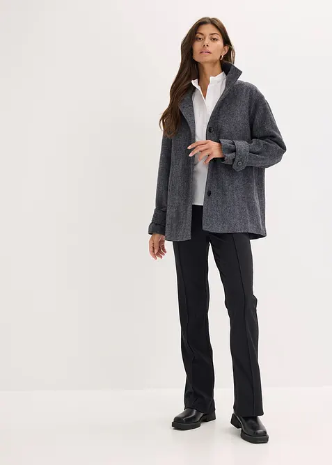 Dlouhý kabanový kabátek s vlněným vzhledem, bonprix