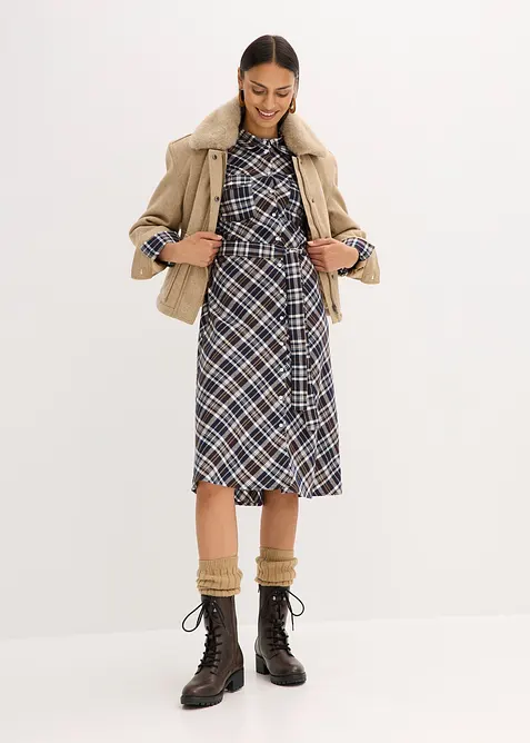 Košilové šaty z měkkého flanelu, bonprix