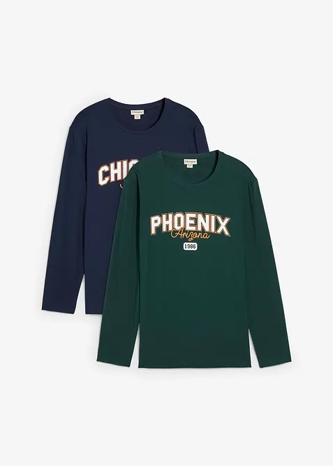 Triko s dlouhým rukávem, z čisté organické bavlny (2 ks v balení), bonprix