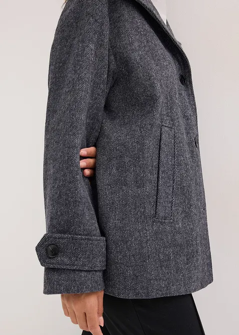 Dlouhý kabanový kabátek s vlněným vzhledem, bonprix