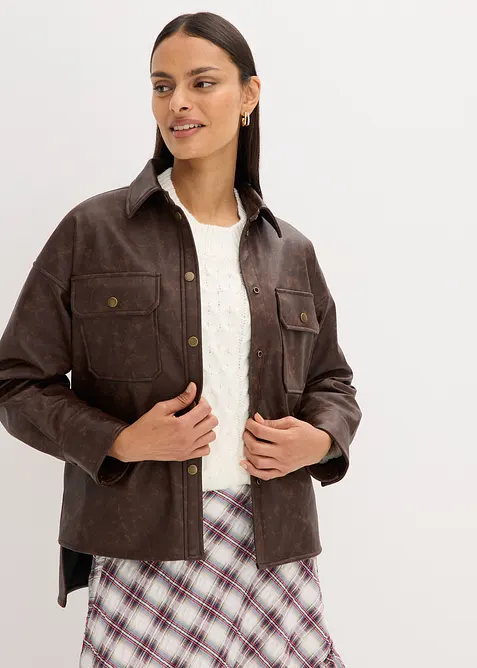 Košile z umělé kůže s obnošeným vzhledem, bonprix