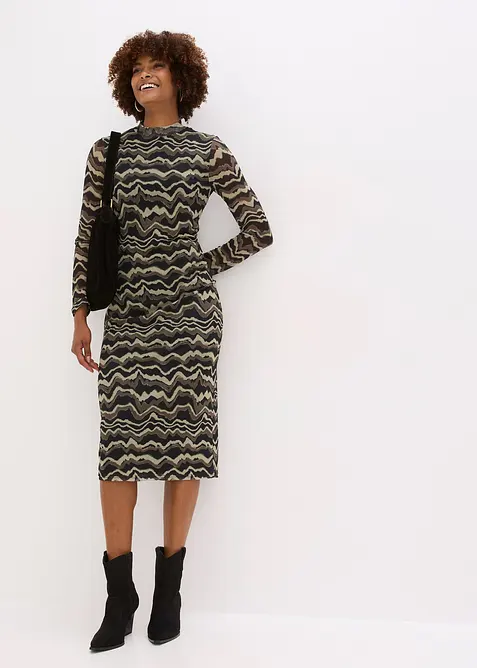 Midi šaty z jemné síťoviny, bonprix