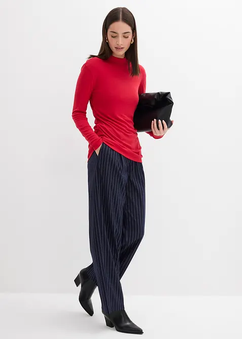 Žebrované tričko s nařasením, bonprix