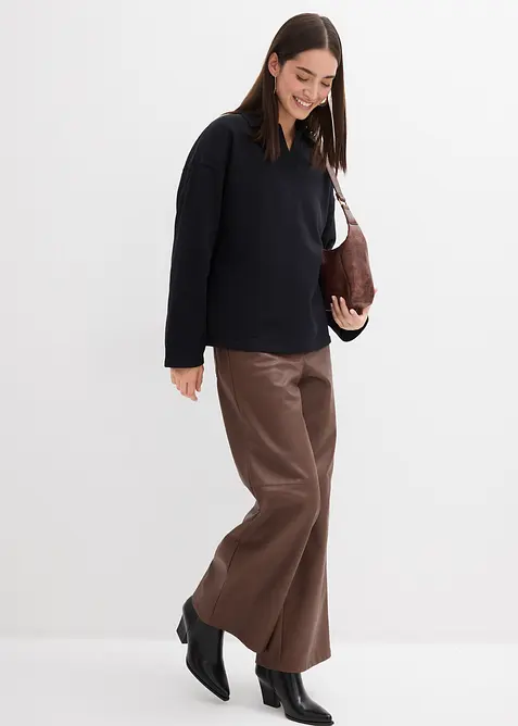 Mikina s pleteným límcem pólo, z organické bavlny, bonprix