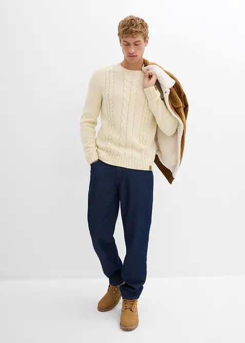 Svetr z hrubé pleteniny s copánkovým vzorem, bonprix