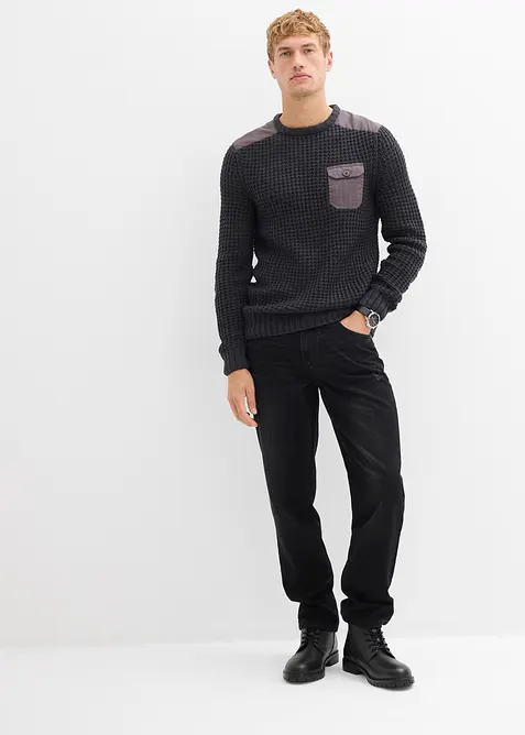 Svetr z hrubé pleteniny, s patkovou kapsou, bonprix