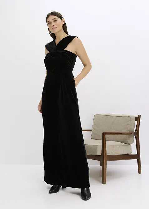 Žerzejový overal ze splývavého sametu, bonprix