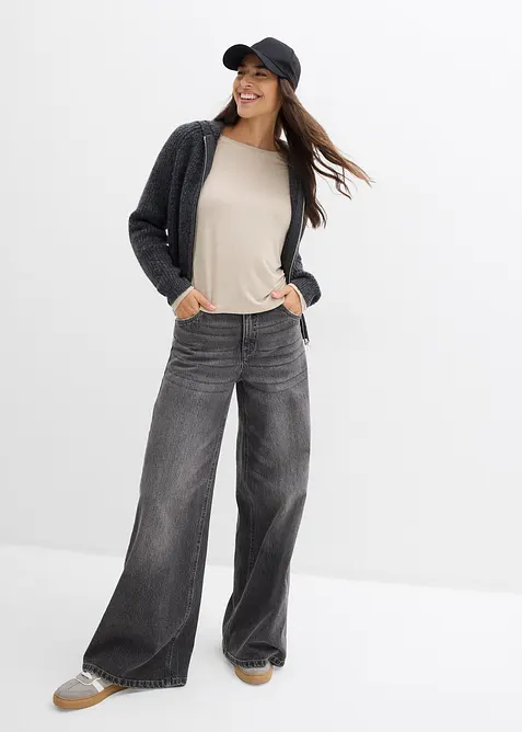 Oversize tričko ze spl&yacute;vav&eacute; směsi visk&oacute;zy a elastanu, bonprix