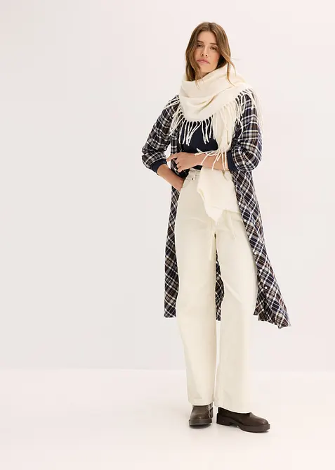 Široké manšestrové kalhoty s vázačkou, bonprix