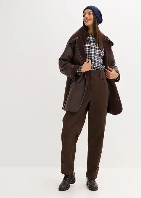 Keprové kalhoty s vysokým pasem, bonprix