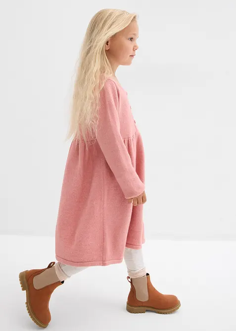 Pletené šaty s ozdobnou knoflíkovou lištou, bonprix