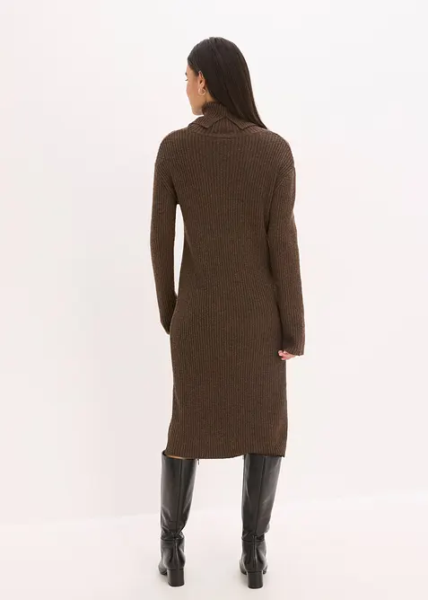 Šaty z žebrované pleteniny s rolákem, bonprix