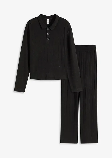 Dom&aacute;c&iacute; souprava z měkk&eacute;ho žebrovan&eacute;ho materi&aacute;lu, oversize, bonprix