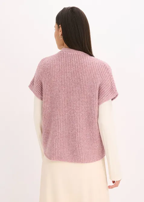 Pleten&aacute; vesta s ozdobn&yacute;mi knofl&iacute;ky a pod&iacute;lem vlny, bonprix