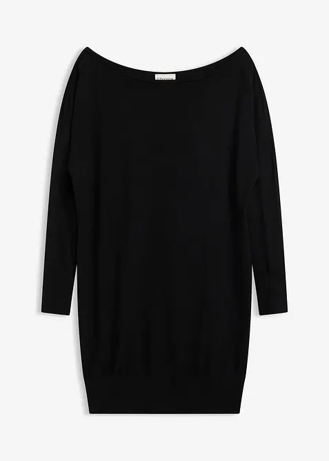 Pletené šaty s odhaleným ramenem, bonprix