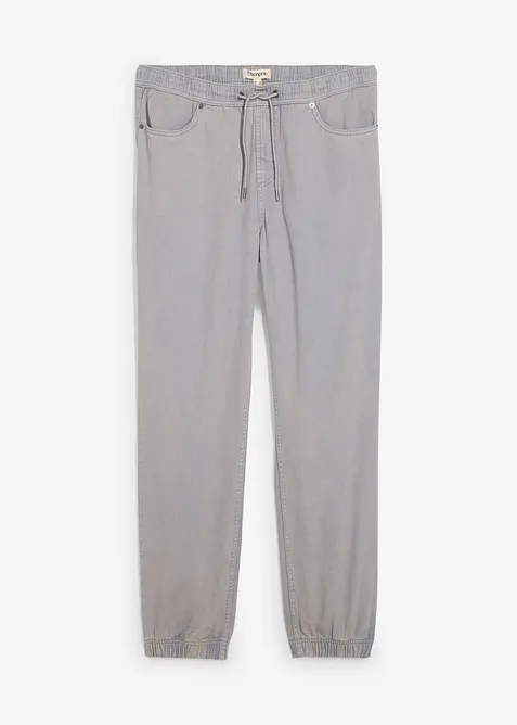 Kalhoty bez zapínání, Relaxed Fit, z čistého bavlněného kepru, Tapered, bonprix