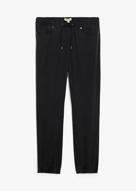 Kalhoty bez zapínání, Relaxed Fit, z čistého bavlněného kepru, Tapered, bonprix