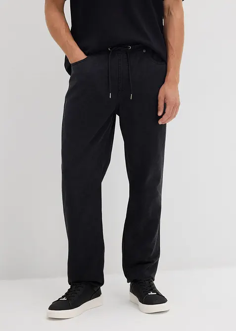 Kalhoty bez zapínání, Relaxed Fit, z čistého bavlněného kepru, Tapered, bonprix