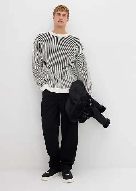 Žebrovaný svetr z bavlněné směsi, Loose Fit, bonprix