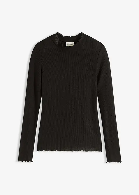 Žebrovan&eacute; tričko z visk&oacute;zov&eacute; směsi, bonprix