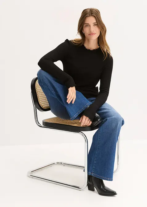 Žebrovan&eacute; tričko z visk&oacute;zov&eacute; směsi, bonprix