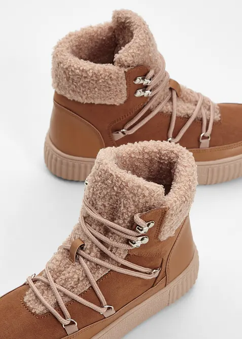 Šněrovací kotníková obuv s podšívkou, bonprix