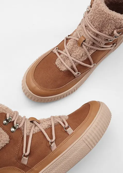 Šněrovací kotníková obuv s podšívkou, bonprix