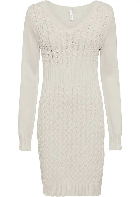 Pletené šaty s copánkovým vzorem, bonprix