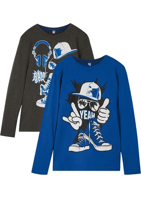 Triko s dlouhým rukávem a organickou bavlnou (2 ks v balení), bonprix