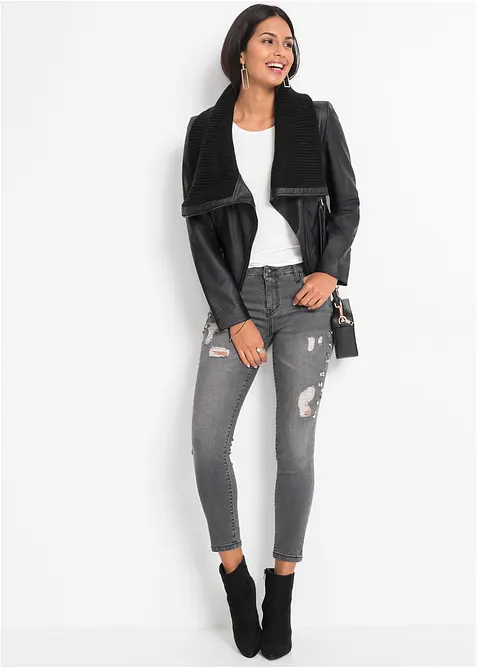 Bunda z umělé kůže s šálovým límcem, bonprix