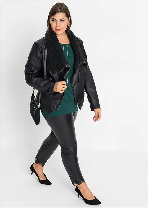 Bunda z uměl&eacute; kůže s &scaron;&aacute;lov&yacute;m l&iacute;mcem, bonprix