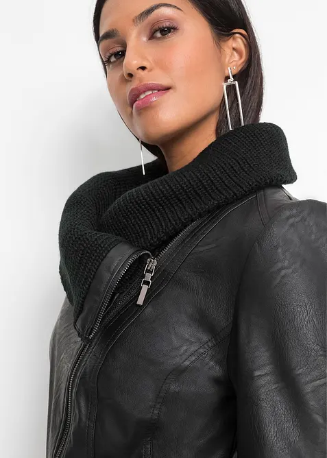 Bunda z umělé kůže s šálovým límcem, bonprix