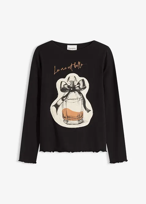 Tričko s dlouhým rukávem, z bavlněného streče, bonprix