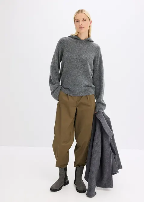 Pletený svetr s kapucí, bonprix