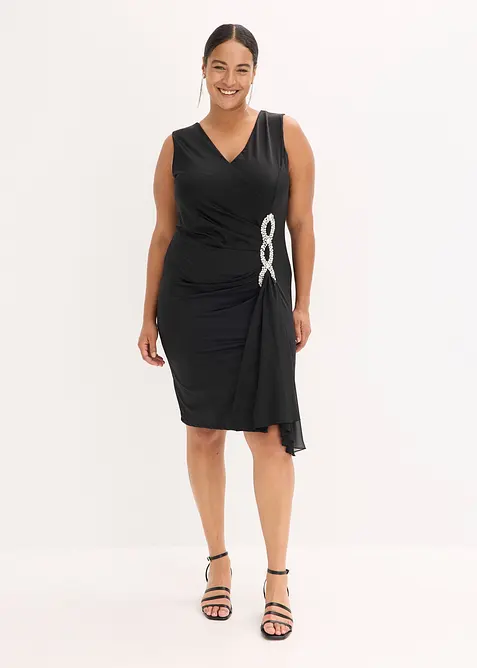 Žerzejové šaty s aplikací ze štrasových kamínků, bonprix