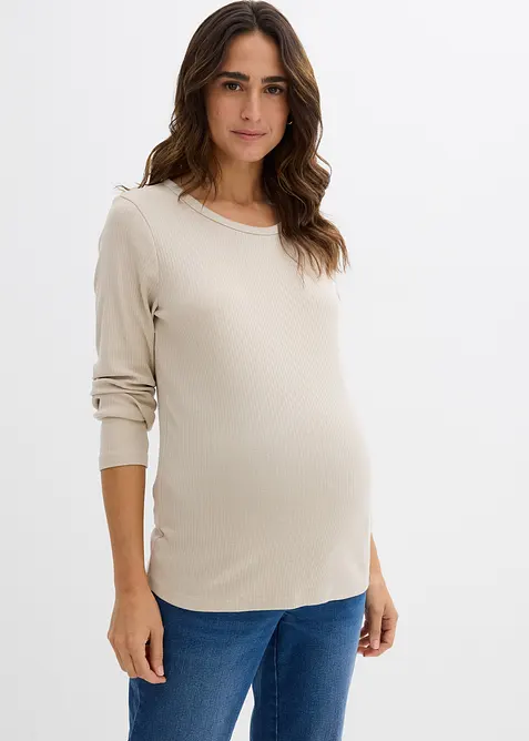 Žebrované těhotenské triko z čisté bavlny (2 ks v balení), bonprix