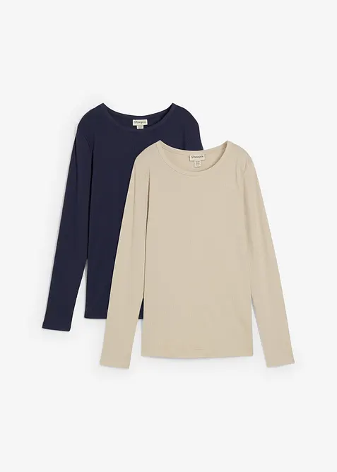 Žebrované těhotenské triko z čisté bavlny (2 ks v balení), bonprix