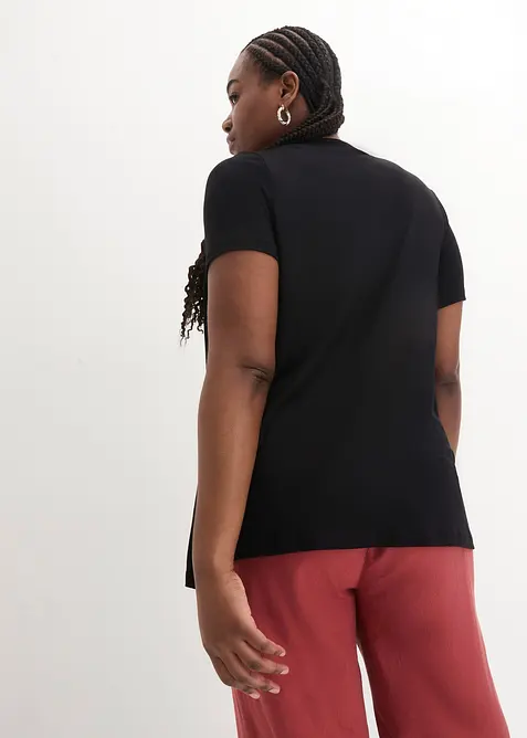 Tričko 2v1 s v&yacute;střihem do V, kr&aacute;tk&yacute; ruk&aacute;v, bonprix