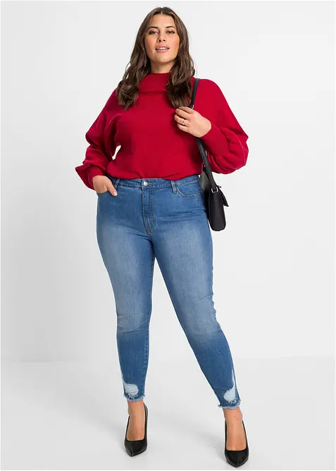 Pleten&yacute; svetr s bal&oacute;nov&yacute;mi ruk&aacute;vy, bonprix