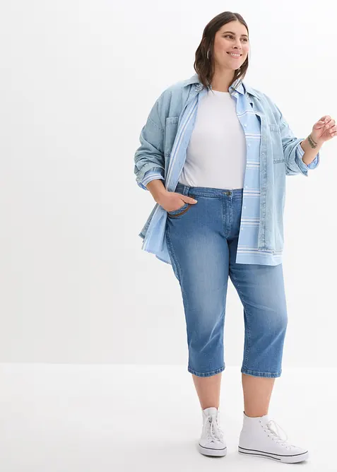 Capri dž&iacute;ny, Slim Fit, Mid Waist, bonprix