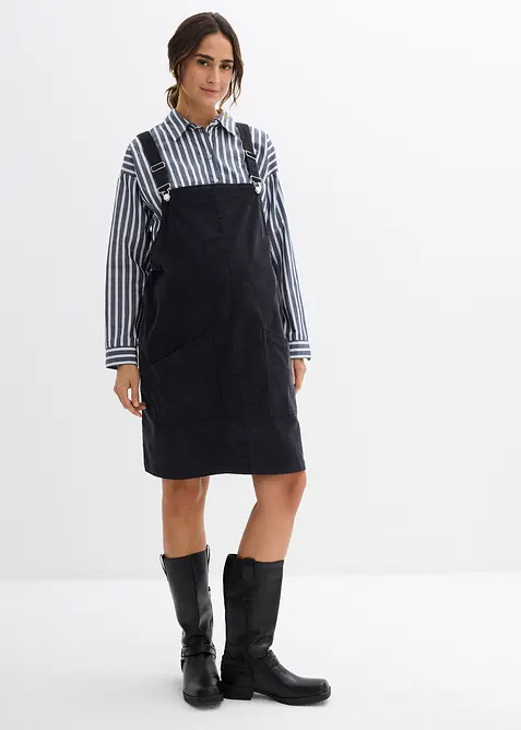 Těhotenské šaty z bavlněného manšestru se strečem, s laclem, bonprix