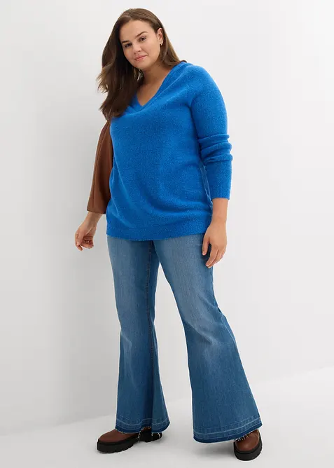 Pletený svetr s výstřihem do V, Oversized Fit, bonprix