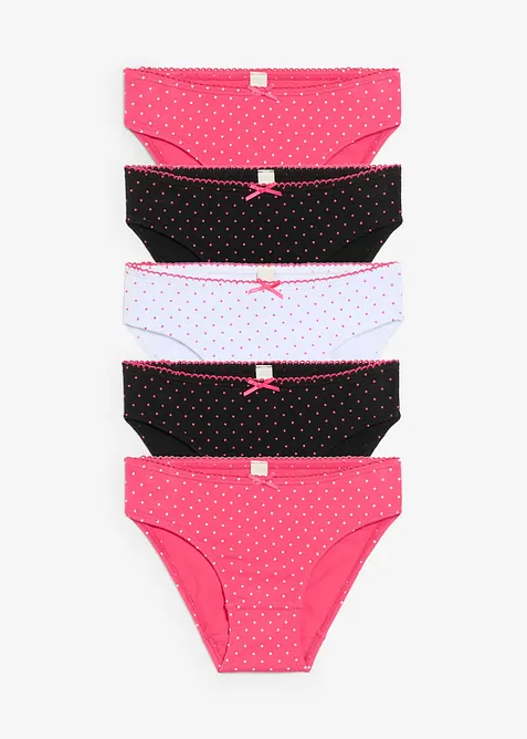 Kalhotky s měkkou bavlnou a sat&eacute;novou ma&scaron;ličkou (5 ks v balen&iacute;), bonprix