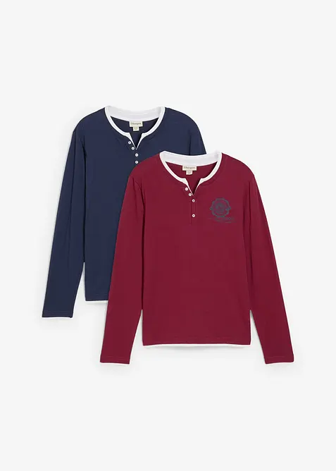 Henley triko, dlouhý rukáv (2 ks v balení), bonprix