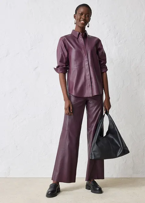 Kalhoty Marlene z kůže nappa, bonprix