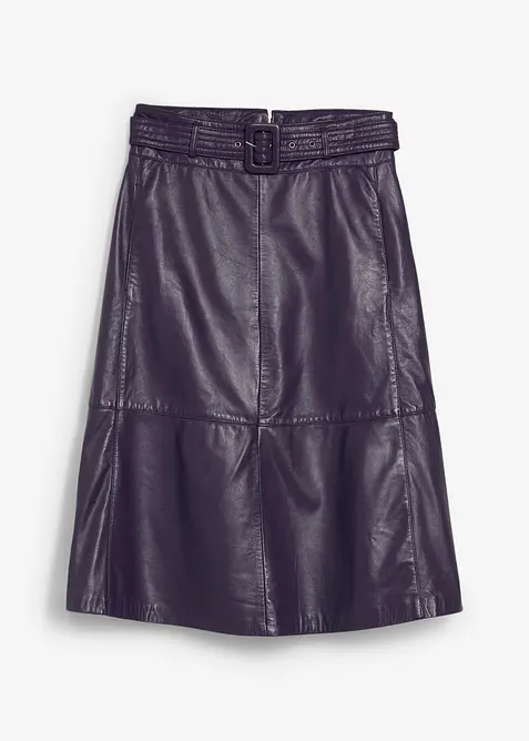 Sukně z jehněčí kůže nappa s páskem (2dílná souprava), bonprix