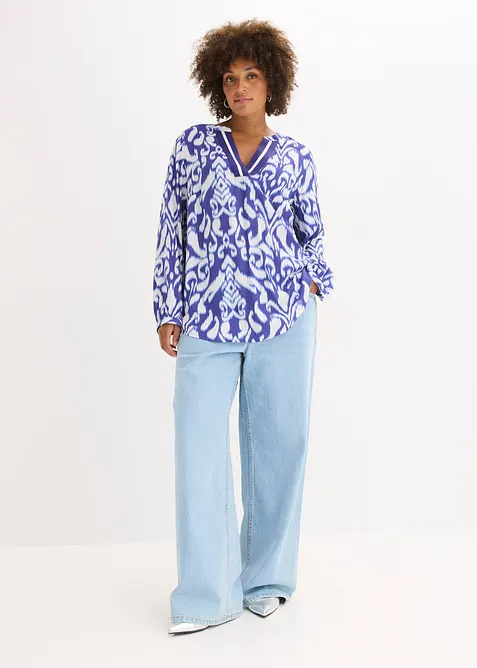 Tunikov&aacute; halenka ze spl&yacute;vav&eacute; visk&oacute;zy, bonprix