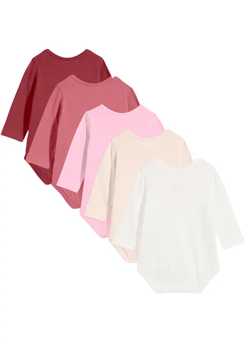 Kojenecké body s dlouhým rukávem, čistá organická bavlna (5 ks v balení), bonprix